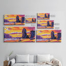 Coastal Sunset, Seaside Cliffs, Ocean Landscape, Beach House Decor, Nautical Wall Art, Warm Tones, Framed Canvas Print