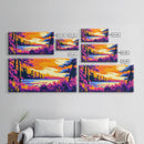 Forest Lake, Autumn Sunset, Vibrant Nature Scene, Rustic Cabin Wall Art, Cozy Home Aesthetic, Framed Canvas Print