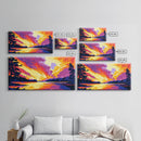 Fiery Sunset, Dramatic Sky, Scenic Nature Art, Landscape Home Decor, Warm Color Palette, Modern Framed Canvas Print