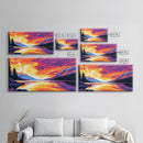 Sunset Lake, Vibrant Landscape, Nature Wall Art, Modern Home Decor, Framed Canvas Print, Living Room Artwork, Mountain Painting