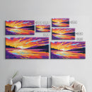 Scenic River, Golden Sunset, Vibrant Landscape, Warm Wall Art, Framed Canvas Print, Rustic Cabin Decor, Living Room Artwork