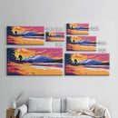Autumn Field, Snowy Mountain, Warm Landscape, Nature Wall Art, Framed Canvas Print, Rustic Farmhouse Decor, Living Room Artwork