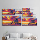 Lifeguard Tower, Beach Sunset, Coastal Landscape, Ocean Home Decor, Framed Canvas Print, Modern Wall Art, Vibrant Seaside Scene