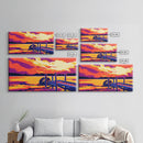 Dockside Sunset, Tranquil Lake Scene, Water Reflection Art, Nature Wall Decor, Framed Canvas Print, Rustic Home Artwork, Boho Style