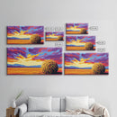 Haystack Field, Golden Sky, Rustic Farmhouse Art, Autumn Country Scene, Framed Canvas Print, Warm Home Decor, Vibrant Wall Artwork