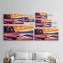 Marshland Sunset, Tranquil Water Scene, Vibrant Nature Art, Rustic Landscape Decor, Framed Canvas Print, Cabin Wall Artwork, Serene Style