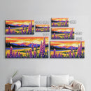 Mountain Meadow, Lupine Flowers, Vibrant Sunset, Framed Canvas Print, Colorful Landscape Art, Nature Wall Decor, Boho Home Art