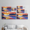 Ocean Shore, Sunset Glow, Coastal Serenity, Framed Canvas Print, Beach House Wall Art, Nautical Decor, Vibrant Seascape Painting