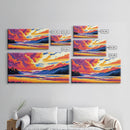 River Valley, Golden Field, Dramatic Clouds, Framed Canvas Print, Autumn Landscape Art, Boho Home Decor, Vibrant Nature Painting