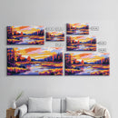 Autumn River, Vibrant Fall Landscape, Warm Color Nature Art, Bold Scenic Print, Framed Canvas Print, Living Room Wall Art