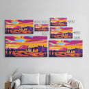 Desert Sunset, Southwest Wall Art, Vibrant Landscape, Colorful Western Scene, Rustic Home Decor, Framed Canvas Print, Living Room Wall Art