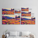 Sunset Meadow, Vibrant Landscape, Nature Painting, Autumn Wall Art, Framed Canvas Print, Living Room Wall Decor, Boho Home Aesthetic