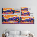 Autumn Mountains, Golden Fields, Scenic Wall Art, Vibrant Landscape, Framed Canvas Print, Cozy Cabin Decor, Fall Home Aesthetic