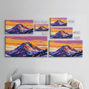 Snowy Peaks, Sunset Glow, Alpine Scene, Wilderness Art, Framed Canvas Print, Cozy Winter Home Decor, Rustic Lodge Wall Art