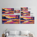 Marshland Sunset, Vibrant Fall Scene, Bold Landscape Print, Warm Color Nature Art, Rustic Cabin Decor, Canvas Print, Office Accent