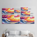 Ocean Wave, Colorful Seascape, Beach Decor, Coastal Wall Art, Sunset Painting, Modern Nautical, Surfing Art, Framed Canvas Print
