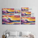Tropical Wave, Surfing Wall Art, Vibrant Ocean, Beach House Decor, Sunset Painting, Seascape Art, Nautical Style, Canvas Print