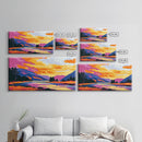 Serene River, Colorful Mountain Scene, Nature Wall Art, Framed Canvas Print, Relaxing Art, Bedroom Wall Decor, Sunset Painting