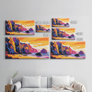 Ocean Cliffs, Coastal Sunset Art, Vibrant Seascape Painting, Beach Wall Decor, Framed Canvas Print, Nautical Home Design, Office Art