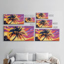 Palm Tree, Tropical Sunset, Island Vibes, Framed Canvas Print, Coastal Wall Art, Beach House Decor, Summer Aesthetic, Vibrant Painting