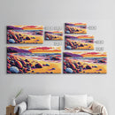 Rocky Shore, Ocean Sunset, Coastal Beauty, Framed Canvas Print, Beach House Wall Art, Nautical Decor, Vibrant Seascape, Ocean Inspired