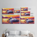 Pelican, Water Reflection, Framed Canvas Print, Coastal Wildlife Wall Art, Beach House Decor, Vibrant Animal Painting, Nature Art