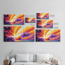Fiery Explosion, Abstract Ocean Art, Surreal Sunset, Framed Canvas Print, Vibrant Wall Decor, Modern Art, Living Room Statement