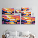 Sailboat at Sunset, Tranquil Waters, Mountain Lake, Canvas Print, Nautical Decor, Ocean Wall Art, Living Room Painting, Vibrant Colors