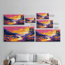 Coastal Sunset, Ocean Wall Art, Serene Landscape, Pink Sky, Boho Decor, Tranquil Scenery, Bedroom Art, Framed Canvas Print