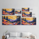 Scenic Trail, Mountain Landscape, Vibrant Nature, Sunset Colors, Boho Rustic, Tranquil Art, Hallway or Office, Canvas Print