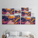 Tropical Path, Jungle Landscape, Exotic Nature, Boho Aesthetic, Sunset Colors, Vibrant Greenery, Bedroom Wall Art, Framed Canvas Print