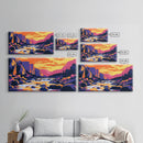 Yosemite Sunset, Majestic River, Vibrant Sky, Tranquil Nature, Grand Scenery, Wilderness Beauty, Living Room Wall Art, Canvas Print