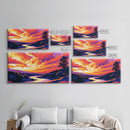 Vibrant Sunset, Golden River, Scenic Nature, Warm Tones, Tranquil Landscape, Office Decor, Living Room, Canvas Print