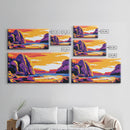 Rocky Shore, Ocean Sunset, Coastal View, Vibrant Painting, Bold Colors, Seascape Art, Beach House, Framed Canvas Print