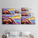 Nautical Knot, Ocean View, Coastal Decor, Framed Canvas Print, Sunset Seascape, Beach House Art, Sailing Gift, Maritime Theme