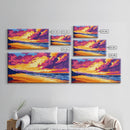Beach, Ocean, Sunset, Framed Canvas Print, Coastal Wall Art, Seascape Painting, Vibrant Beach Scene, Relaxing Decor, Bedroom Art