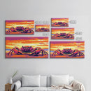 Crab, Beach, Sunset, Framed Canvas Print, Coastal Kitchen Decor, Nautical Wall Art, Ocean Lover Gift, Vibrant Colors, Dining Room Art
