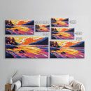 River Sunset, Vibrant Nature Art, Mountain Landscape, Warm Color Wall Art, Bold Home Decor, Canvas Print, Office Wall Art, Modern Boho Art