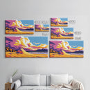 Sand Dunes, Ocean, Clouds, Framed Canvas Print, Beach Landscape, Coastal Wall Art, Tranquil Scene, Vibrant Colors, Relaxing Home Decor