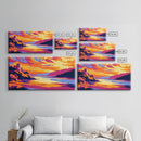 Castle Landscape, Sunset Reflection, Fantasy Art, Nature Wall Art, Framed Canvas Print, Office Decor, Majestic View, Mystical Artwork