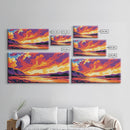 River Sunset, Majestic Cliffs, Mountain Landscape, Nature Art, Canvas Print, Office Decor, Wild Beauty, Tranquil Home Accent