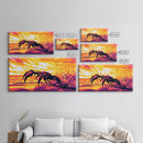 Crab Beach, Fiery Sunset, Ocean Wildlife, Marine Art, Framed Canvas Print, Bathroom Wall Art, Coastal Aesthetic, Vibrant Home Decor