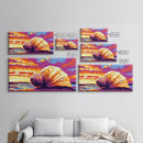 Seashell Sunset, Coastal Treasure, Beach House Art, Framed Canvas Print, Nautical Wall Decor, Summer Home Vibes, Relaxing Atmosphere