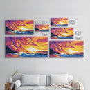 Ocean Sunset, Colorful Seascape, Vibrant Waves, Wall Art, Framed Canvas Print, Beach Decor, Nautical Art, Living Room Art, Gift Idea