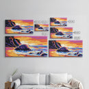 Beach Ocean Waves, Sunset, Framed Canvas Print, Tropical Wall Art, Seaside Decor, Modern Beach Art, Coastal Art, Bedroom Wall Art