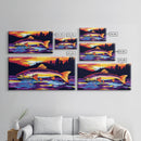 River Sunset, Reflection Nature, Framed Canvas Print, Serene Water Art, Modern Nature Wall Art, Relaxing Art, Dining Room Wall Art