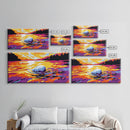 Sunset River, Reflection Vibrant, Framed Canvas Print, Colorful Landscape Art, Modern Home Decor, Nature Inspired, Living Room Wall Art