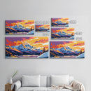 Fiery Sky Over River, Bold Sunset Wall Art, Colorful Nature Print, Dramatic Cloudscape Painting, Framed Canvas Print, Office Wall Decor