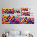 Cliffside Sunset, Bold Landscape Art, Vibrant Nature Print, Colorful Canyon Painting, Dramatic Wall Decor, Framed Canvas Print