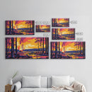 Forest Sunset, Tranquil Woodland Scene, Warm Autumn Landscape, Nature Wall Art, Framed Canvas Print, Cabin Decor, Rustic Home Design